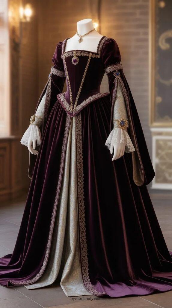 Evening Gown - Abito da ballo viola duchessa vintage,