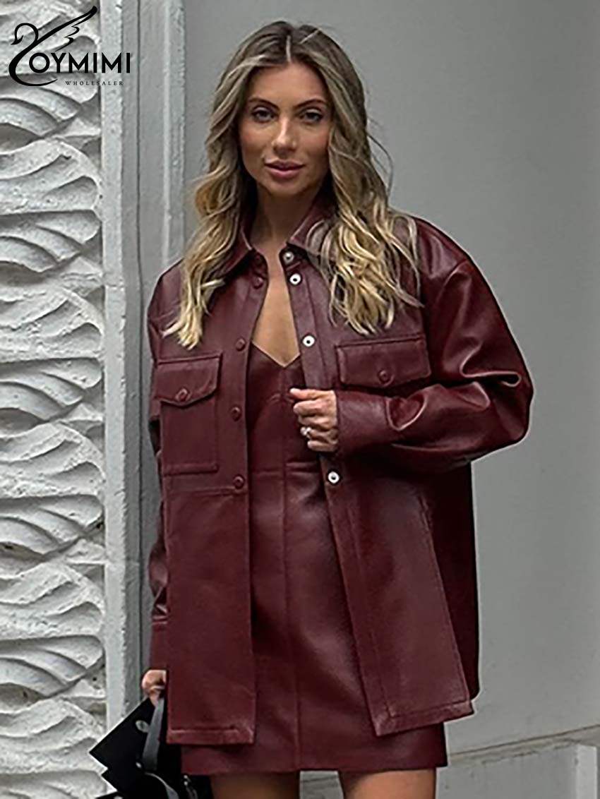 Oymimi Fashion Wine Red Pu Lea - Women'S Red Formal Wear recensione e prezzo